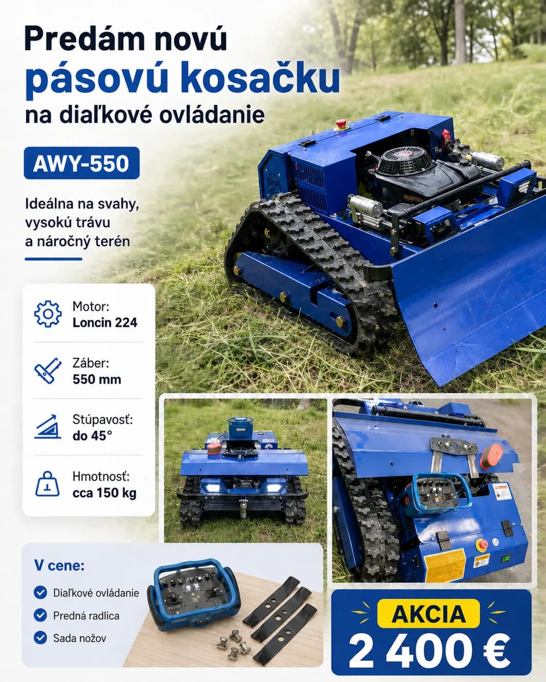 Predám novú pásovú kosačku, Zlaté Moravce, Dom a záhrada